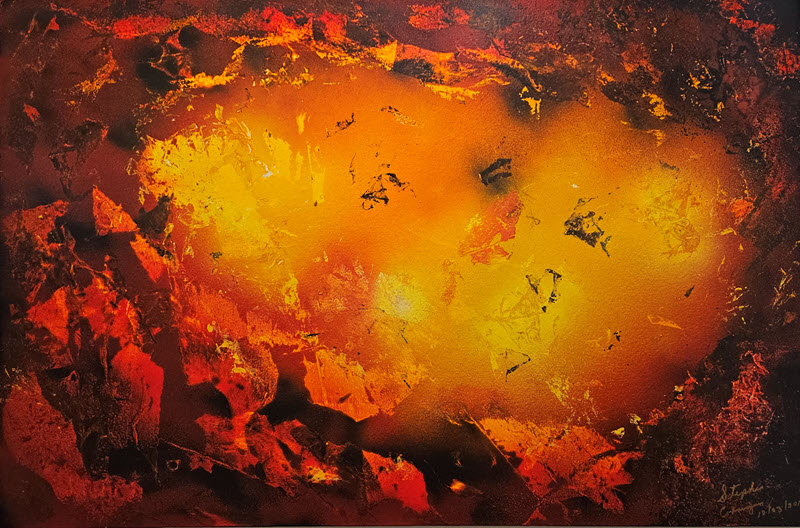Breath of Hell, an abstract acrylic painting by Stephen Corrigan